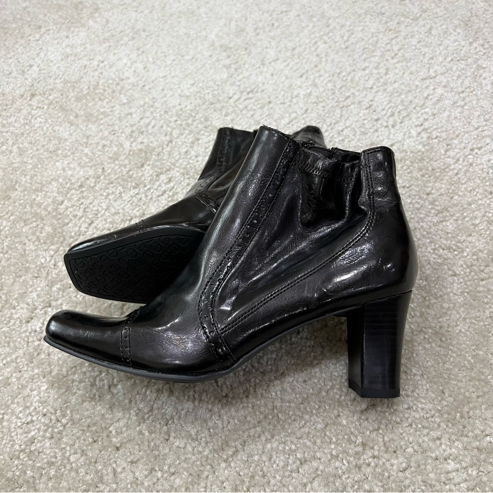 Etienne Aigner Concetta Ankle Zipper Boots Booties Dark Brown Wm Sz  9 Shiny,